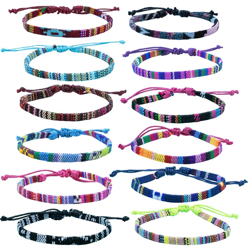 12 VSCO Bracelets for Teen Girls  VISCO Girl Braided Friendship Bracelets for Women and Men  VSCO Girl Stuff  Boho Woven Rope String Bracelets for Teens  Friendship Bracelet Pack (Set-3-Flat)